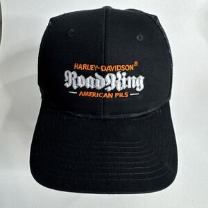 Harley Davidson Snapback Canvas Hat Black Orange‎ Logo Cap